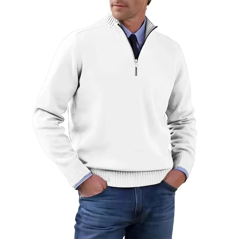 Pullover da Uomo con Zip a Quarter Zip Dolcevita Collo Lupetto Maglione Maniche Lunghe Streetwear Autunno Inverno
