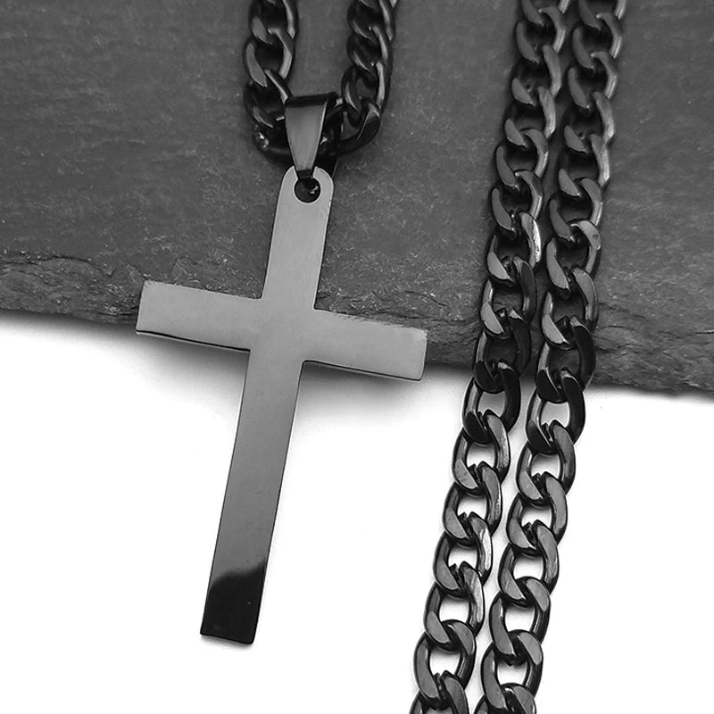 Collana A Catena Con Croce Gesù In Acciaio Inossidabile Oro Unisex Hip Hop Cristiano Gioielli