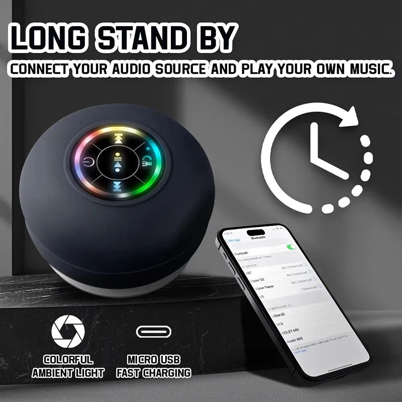 Altoparlante Bluetooth Portatile Impermeabile IPX4 Con LED Microfono E Ventosa Ideale Per Viaggi Outdoor E Bagno