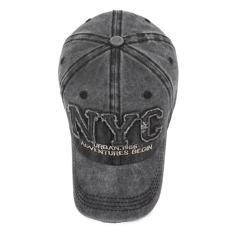 Cappellino Baseball Vintage Con Grande Lettera NYC Uomo Donna Cotone Lavato Protezione Solare Snapback