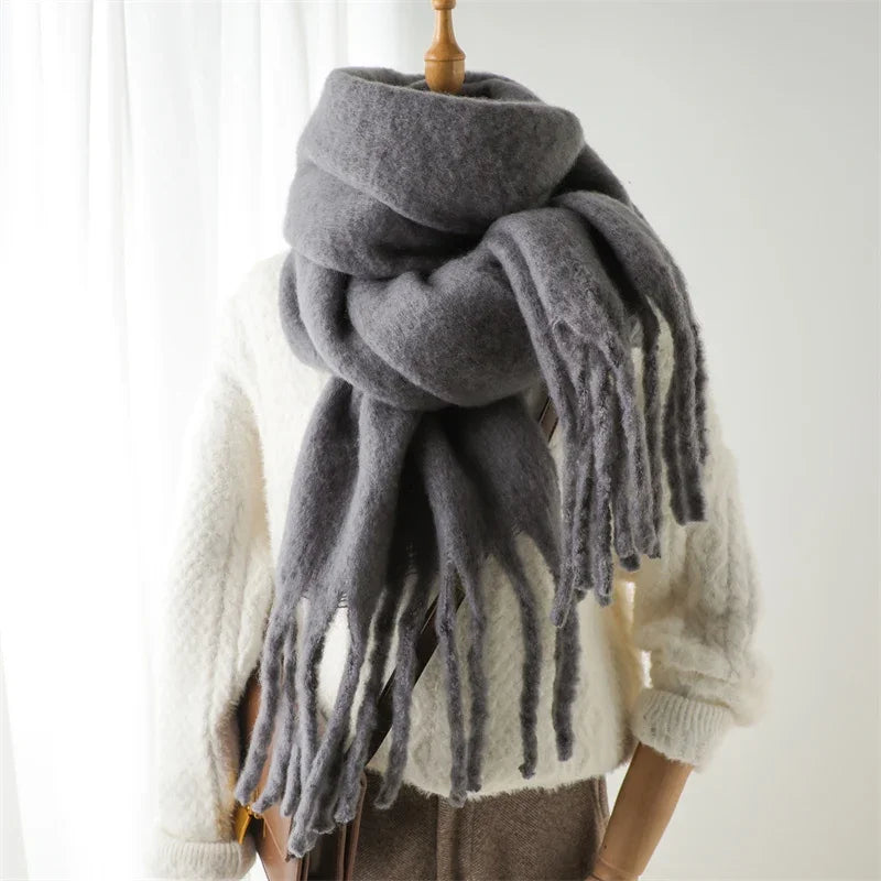 Sciarpa Invernale Per Donna Cashmere Caldo Pashmina Morbida Grande Scialle Con Nappa Poncho Lungo Echarpe