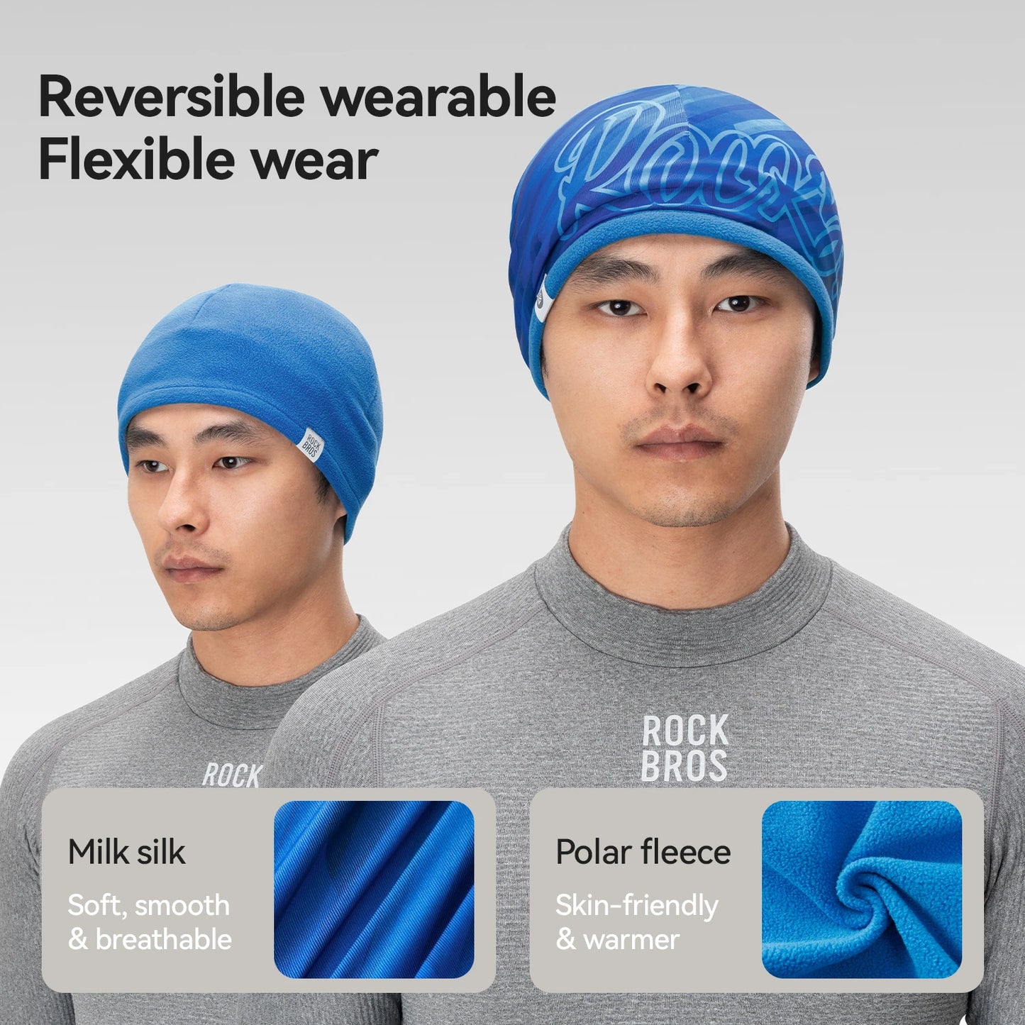 Rockbros Cappello Da Ciclismo Autunno Inverno Antivento Caldo Pile Spazzolato Doppio Da Indossare Unisex Per Pendolari