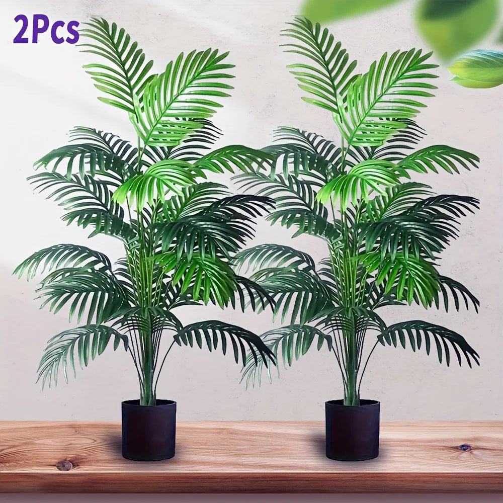 Due Pezzi Palme Areca Simulazione Con 24 Foglie Alberi Artificiali Realistici Per Decorazione Esterna Del Soggiorno
