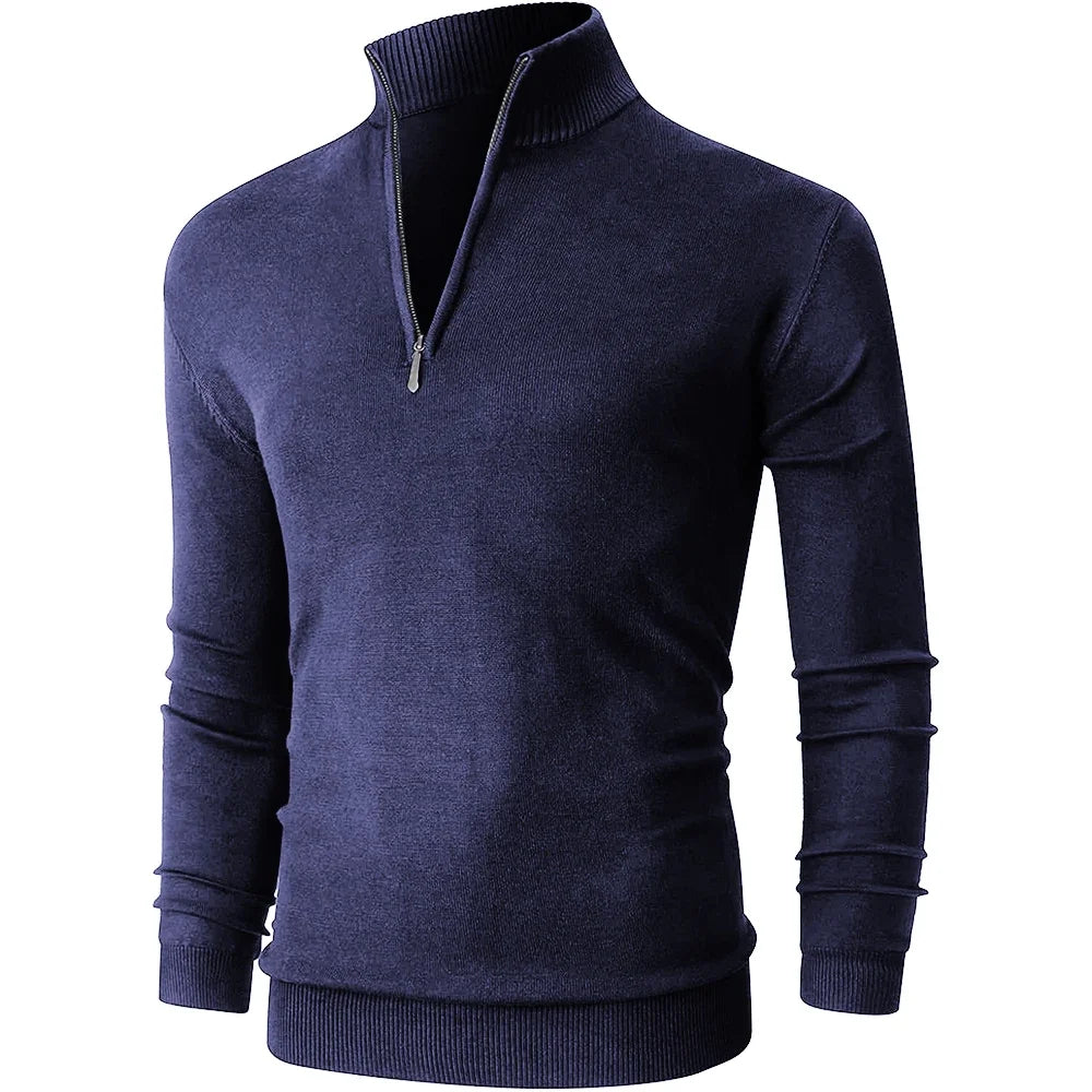 Dolcevita Uomo Con Mezza Cerniera Caldo Inverno Streetwear Collo Alto Versatile Ufficio Tempo Libero