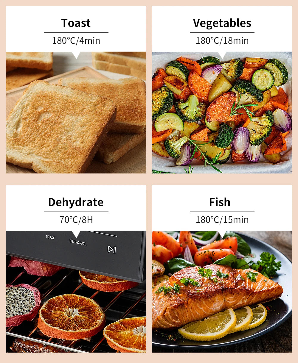 Friggitrice Ad Aria Multifunzionale BioloMix Da 7 Litri Senza Olio Forno Disidratatore Convezione Touch Screen