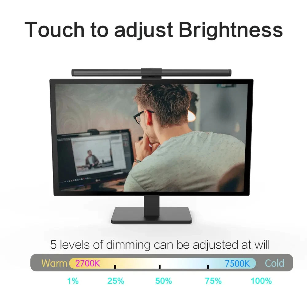 Barra Luminosa LED 44 Cm Per Monitor E Scrivania Con Atmosfera RGB Dimmerabile Ideale Per Studio E Lavoro