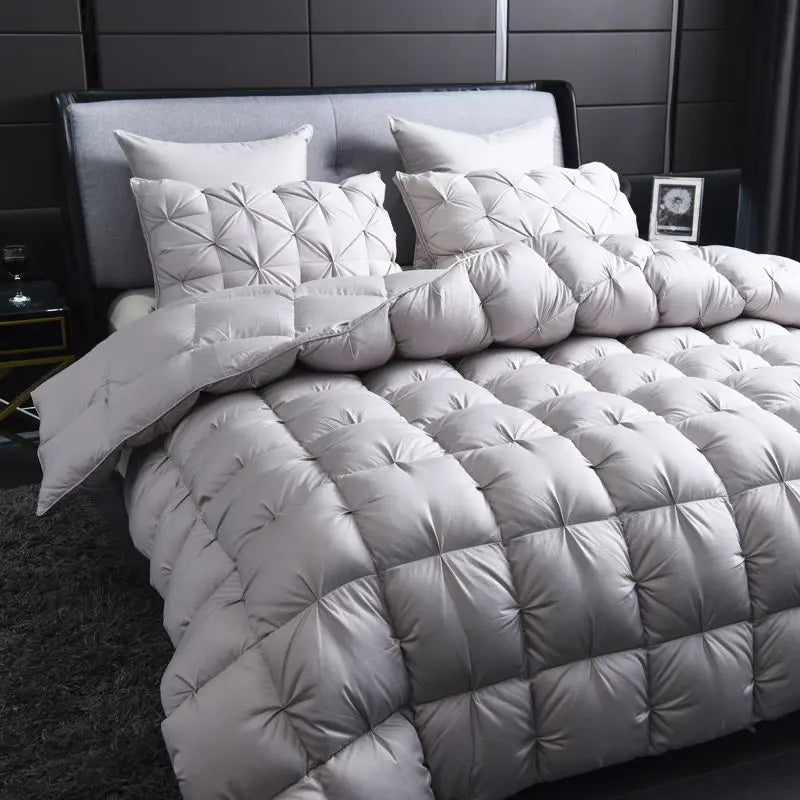 Piumino In Piuma Oca Bianca Caldo Inverno Spesso 3D Imbottitura Coperta Trapunta Letto Singolo Doppia