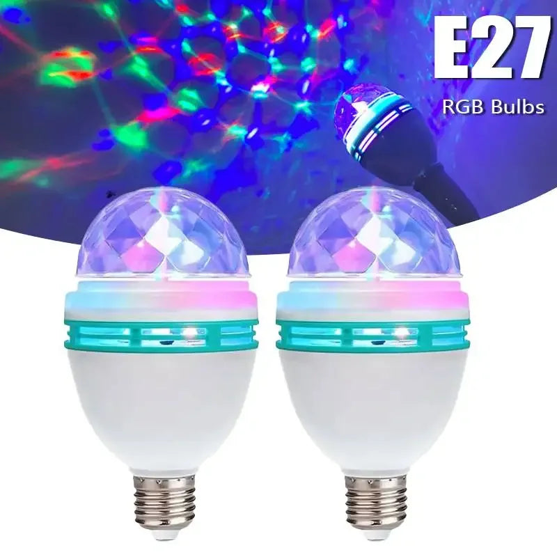 Lampada E27 Disco Rotante RGB LED Stroboscopica Per Festa Compleanno Club Bar KTV Halloween Natale Luce Cristallo