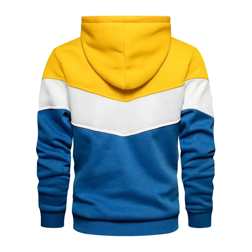 Felpa Patchwork Con Cappuccio Uomo Abbigliamento Casual Ampio Pile Caldo Streetwear Autunno Inverno Sportivo