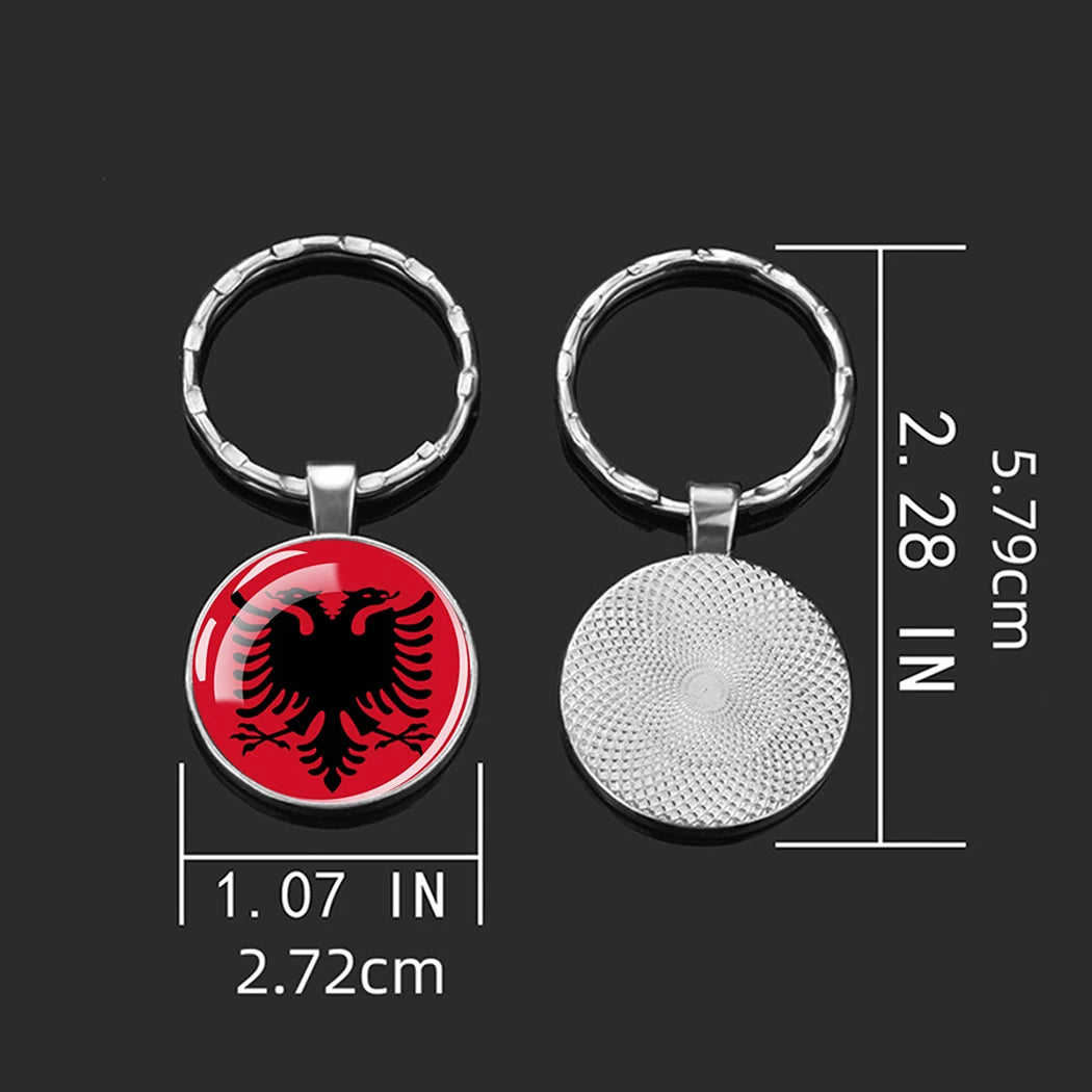 Portachiavi Bandiera Europea Albania Spagna Italia Francia Regno Unito Ciondolo Vetro Metallo Per Borsa Regalo Patrioti