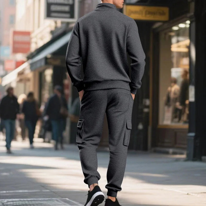 Pantaloni Sportivi Tascabili In Tinta Unita Da Uomo Con Cerniera Calda In Velluto Casual Da Uomo Americano