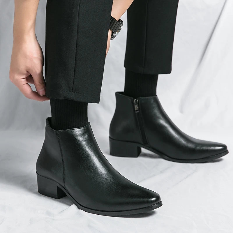 Stivaletti Chelsea Classici Da Uomo Neri In Pelle In Stile Britannico Con Zip Slip On Eleganti Alte