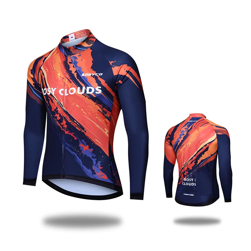 MIEYCOM Abbigliamento Ciclismo Uomo Maniche Lunghe Giacca Traspirante Protezione Solare MTB Corsa Primavera Autunno