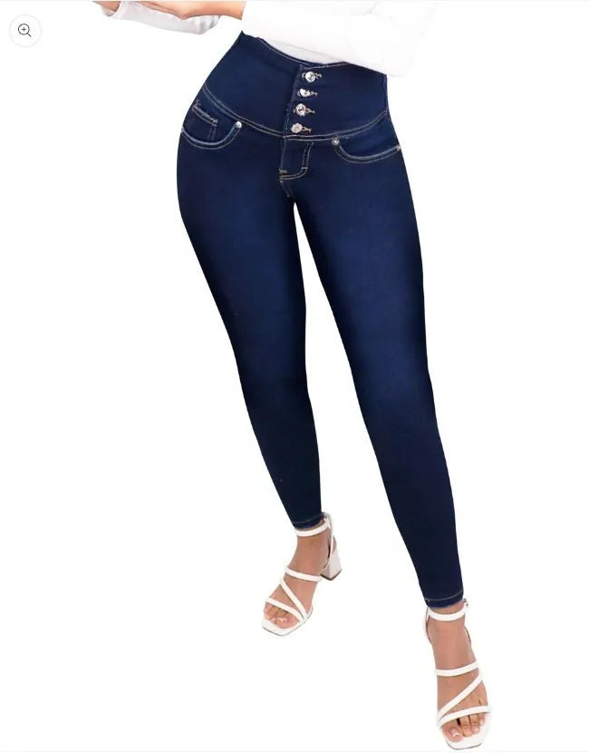 Jeans Elasticizzati A Gamba Sottile Denim Skinny Vita Alta Da Donna Pantaloni Oversize Che Modellano I Glutei