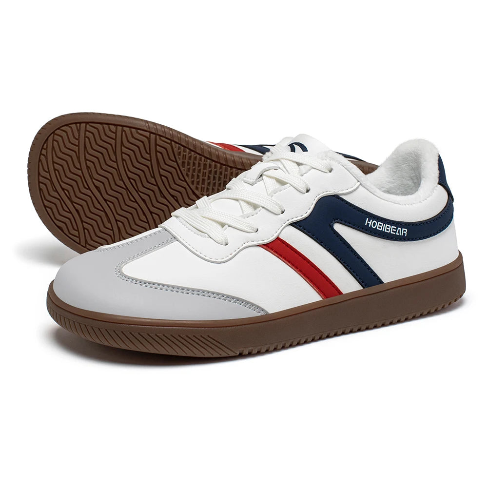 Hobibear Scarpe Da Ginnastica Unisex A Punta Larga In Pelle Artificiale Foderate In Pelliccia Sintetica Retrò Stringate