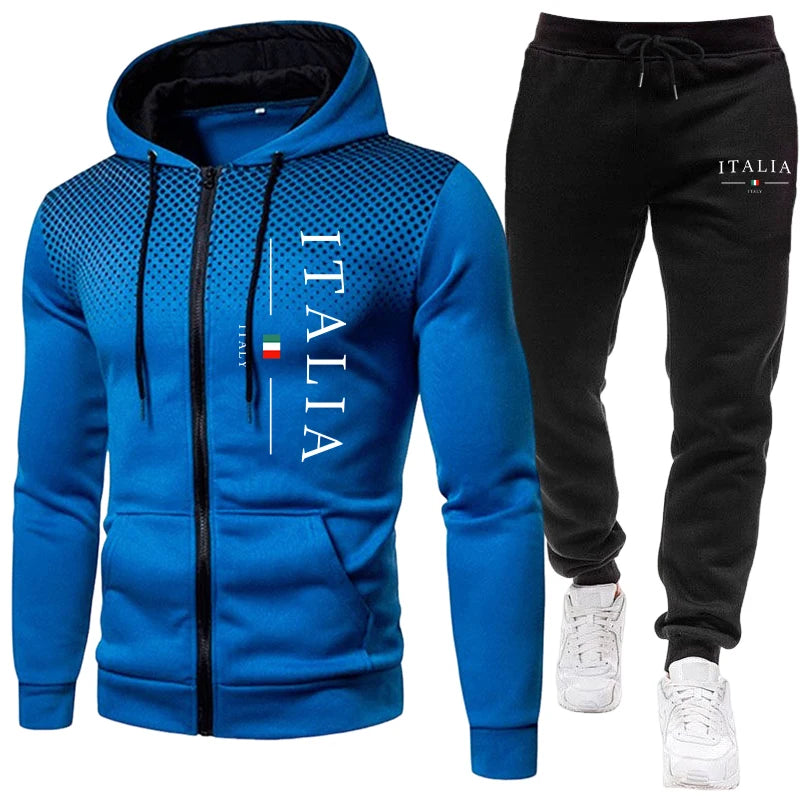 Tuta Da Uomo Inverno Autunno Con Cappuccio Pantaloni Sportivi Con Cerniera Abiti Da Allenamento Quotidiano Casual Urbano