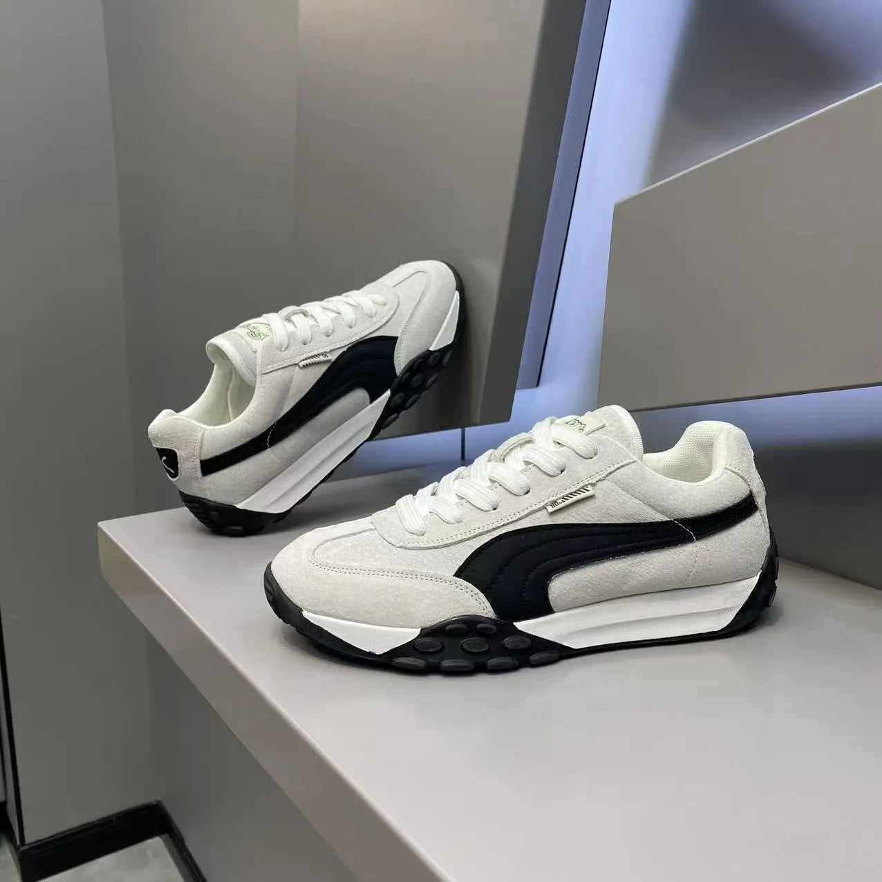 Sneakers Casual Uomo Designer Retro Scarpe Da Corsa In Microfibra Tessuto Pelle Traspirante Con Plateau Interno