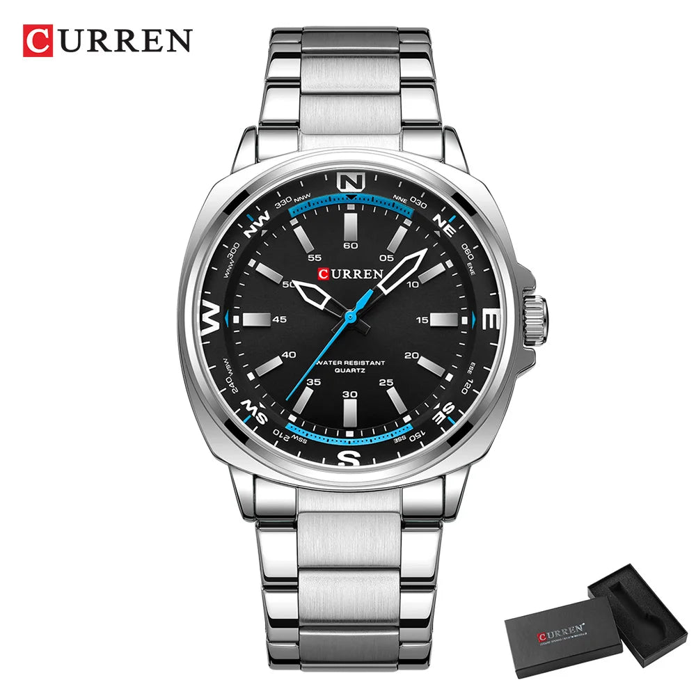 Curren Orologio Da Polso Da Uomo Quarzo Per Business Casual Con Cinturino In Acciaio Inossidabile Impermeabile 8455