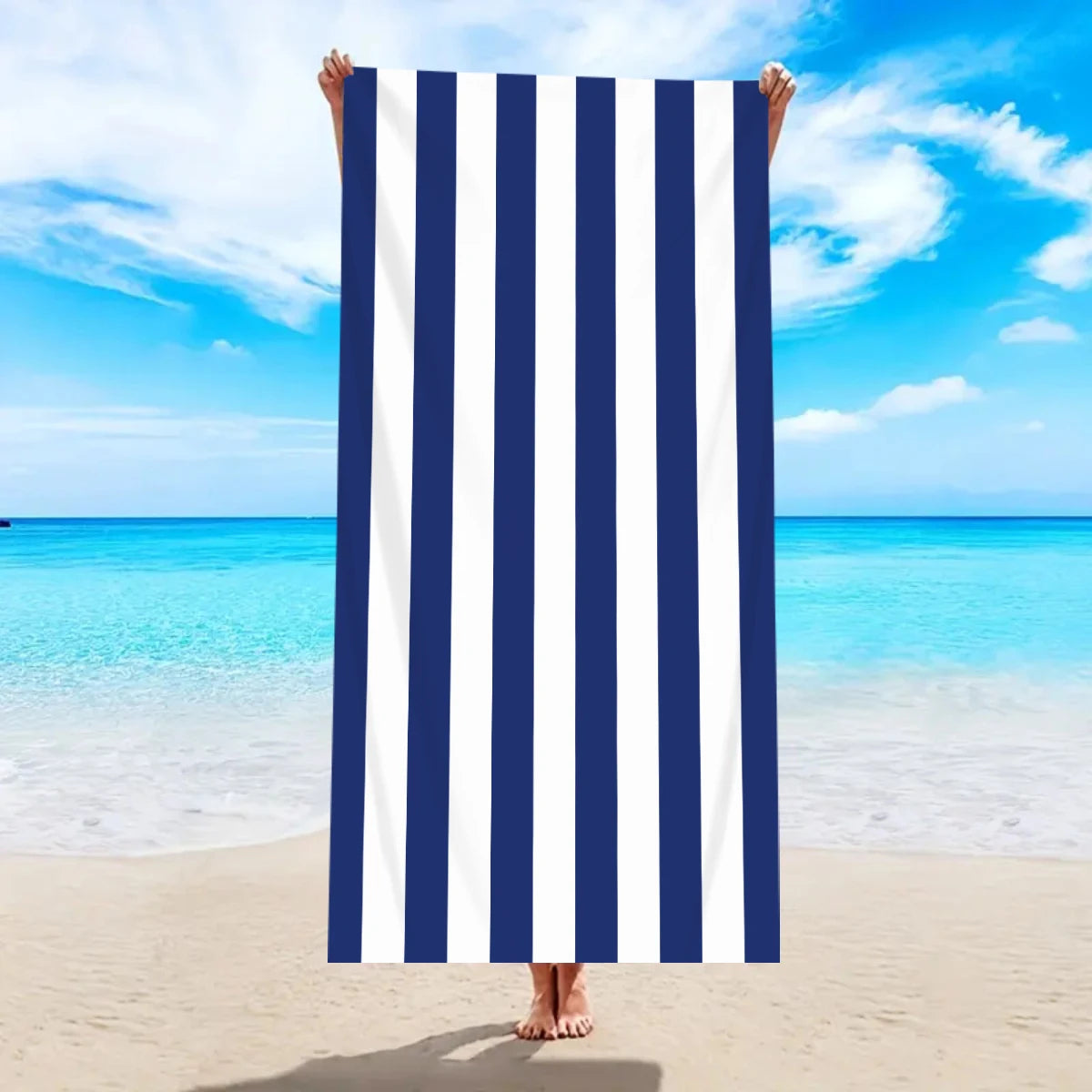Telo Mare A Righe, Asciugamano In Microfibra Ad Asciugatura Rapida Per Vacanze Spiaggia