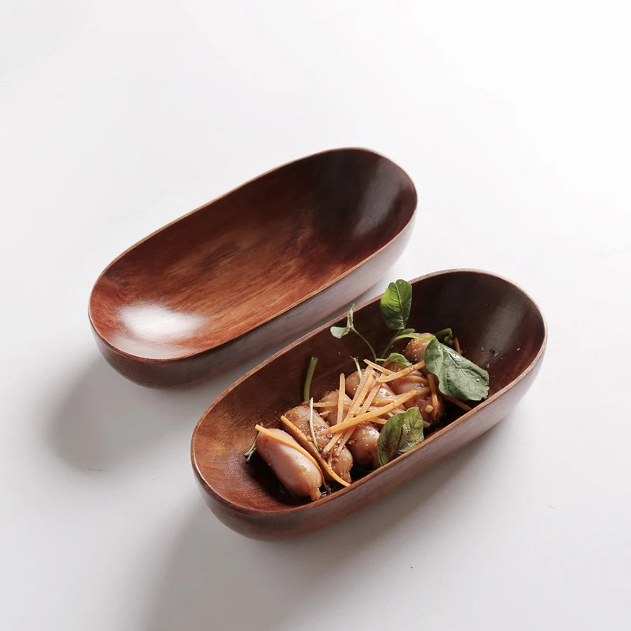 Ciotola a Forma di Barca in Legno Artigianale per Frutta Insalata o Snack Piatto Decorativo da Tavolo e Portaoggetti