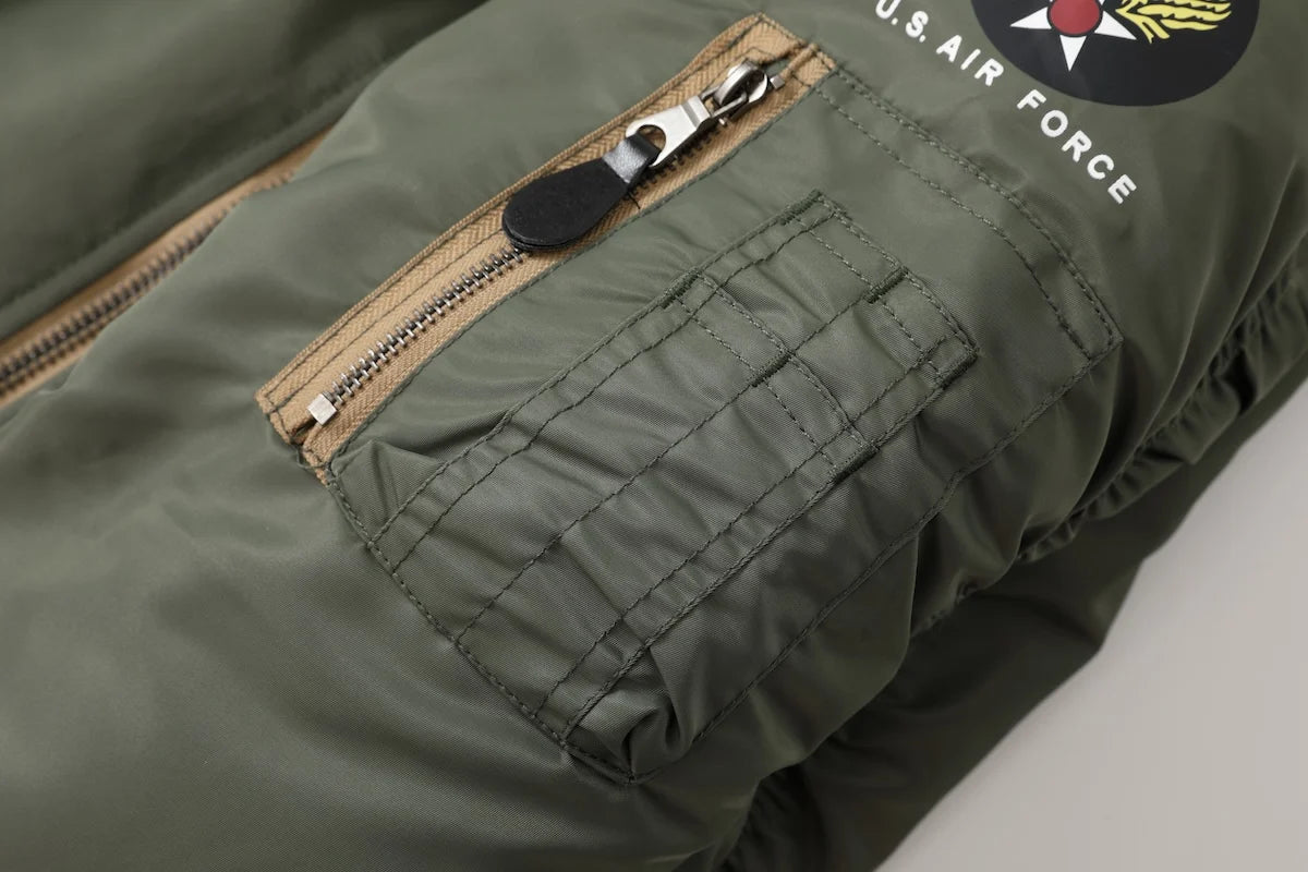Cappotto Invernale MA1 Verde Salvia Pilota Nylon Imbottito Bomber Vintage Uomo Giacca Da Volo Giappone