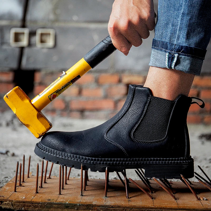 Scarpe Da Lavoro Antinfortunistiche Resistenti All Acqua Uomo Stivali In Pelle Con Testa In Acciaio Marrone