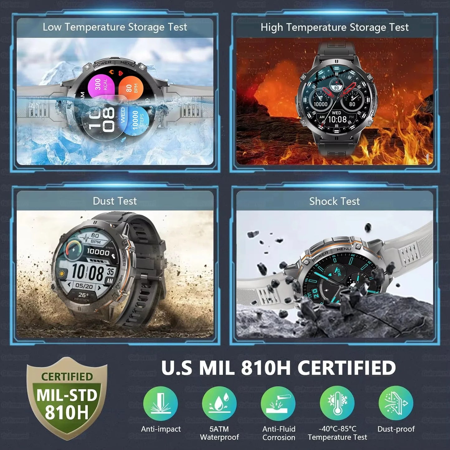 Orologio Intelligente Da Esterno T Rex 3 Militare GPS Impermeabile 5ATM Batteria 1000mAh Chiamate HD 170 Modalità Sport