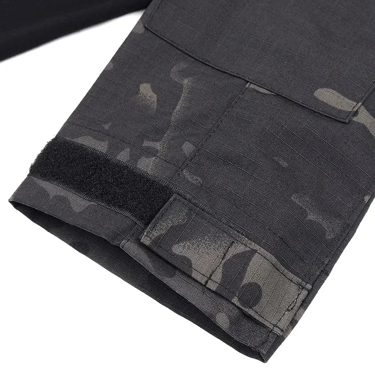 Camicie Tattiche Esterno A Maniche Lunghe Con Cerniera Quarter Zip Ripstop Cotone Resistente Camouflage Per Airsoft Uomo