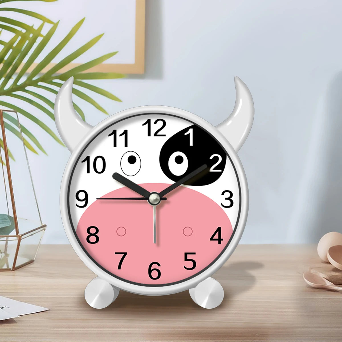 Sveglia Educativa per Bambini Carina Rotonda Silenziosa per Camera da Letto Desktop Decorazione Animale