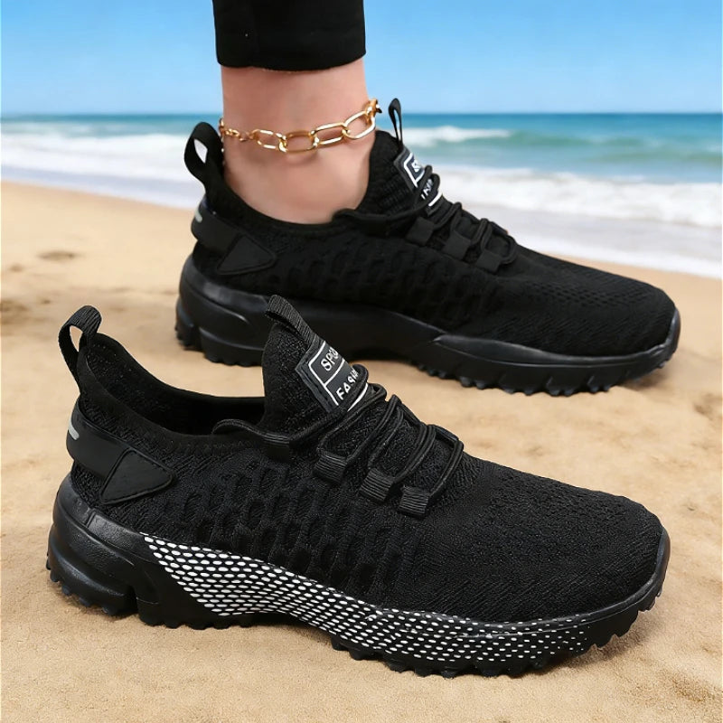 Nuove Sneakers Gialle Lavorate A Maglia Per Donna Traspiranti Leggere Antiscivolo Scarpe Da Corsa E Passeggio Esterno