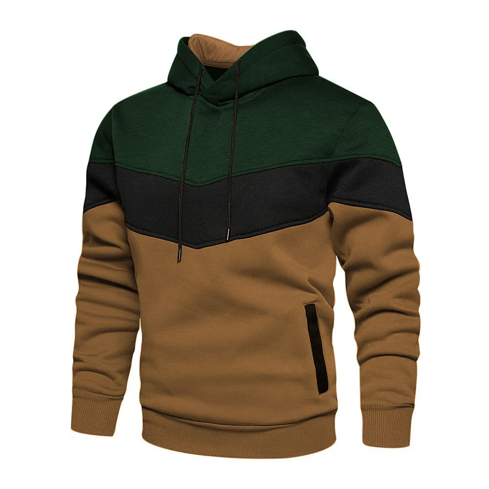Felpa Con Cappuccio Patchwork Uomo Termica In Pile Autunno Inverno Abbigliamento Sportivo Casual Esterno Moda Di Strada