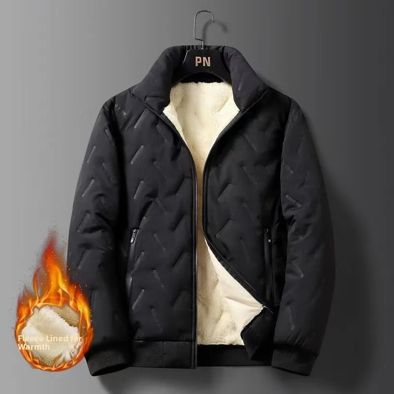 Cappotto Uomo In Velluto Di Agnello Foderato Autunno Inverno Colletto Intagliato Con Tasche Elegante