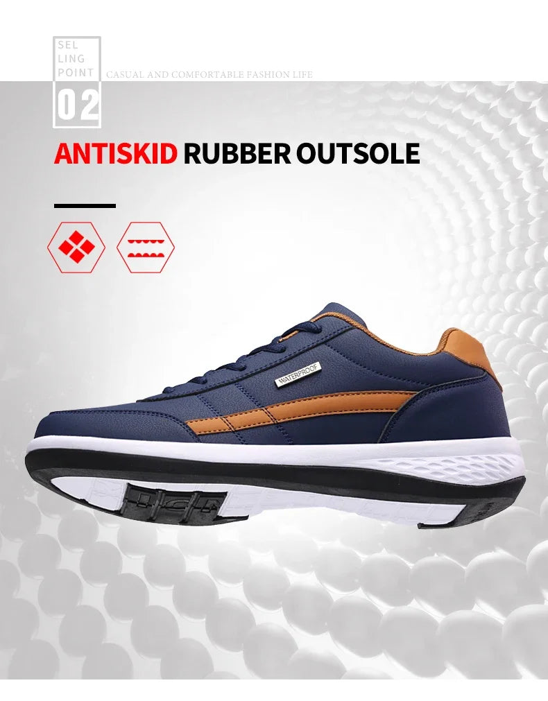 MAEDEF Scarpe Da Uomo Sneaker In Pelle Impermeabile Casual Calzature Stringate Vulcanizzate Comfort