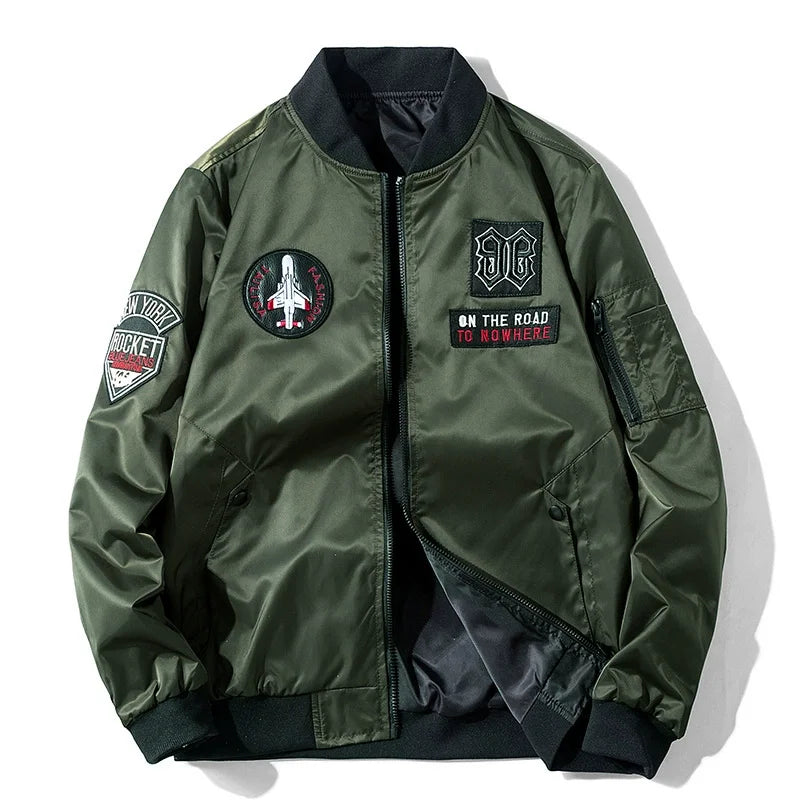 Giacca Bomber Invernale Da Uomo Reversibile Con Distintivo E Tasche Doppio Lato Per Motociclista Autunno