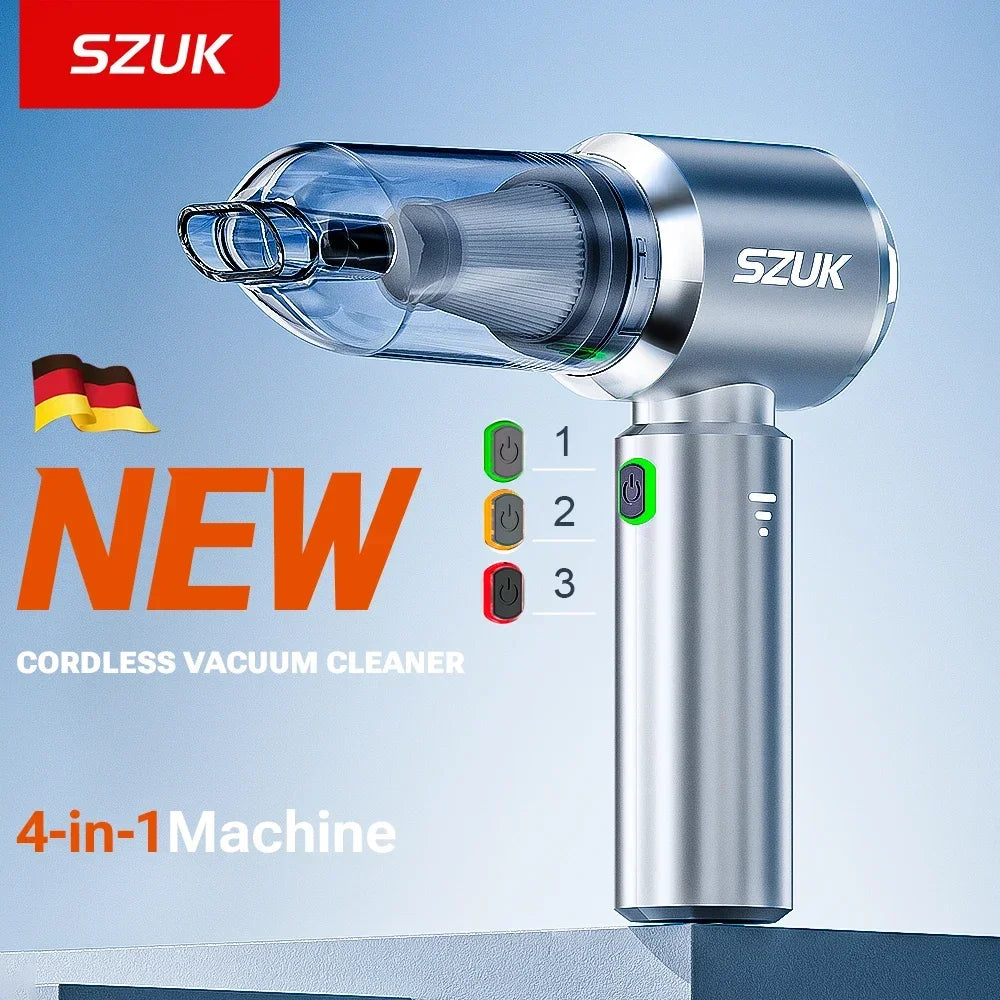 SZUK Aspirapolvere Senza Fili per Auto e Casa Potente 18000 Pa Mini Portatile Contenitore da 0,5 L