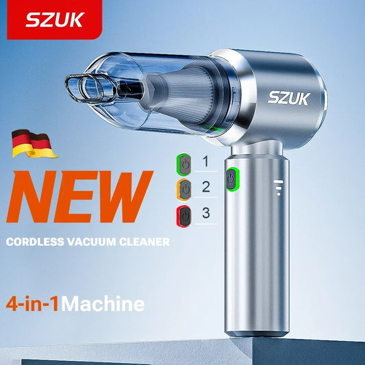 SZUK Aspirapolvere Senza Fili per Auto e Casa Potente 18000 Pa Mini Portatile Contenitore da 0,5 L