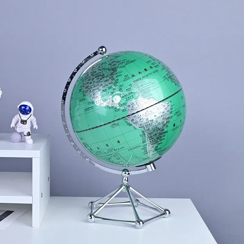 Globo Terrestre con Luce LED Rotante in Metallo Decorazione per Negozio Cameretta Dei Bambini