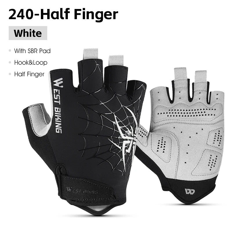 West Biking Guanti da Ciclismo Mezze Dita Con Motivo Ragni Cool Spider Estivo MTB Guanti da Strada Touch Screen