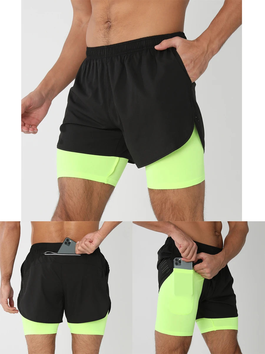 Pantaloncini Da Corsa Da Uomo 2 In 1 Palestra Asciugatura Rapida Pantaloni Corti Sportivi Estivi