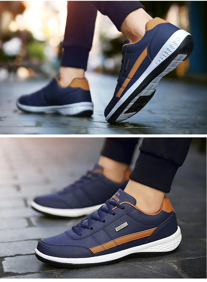 MAEDEF Scarpe Da Uomo Sneaker In Pelle Impermeabile Casual Calzature Stringate Vulcanizzate Comfort