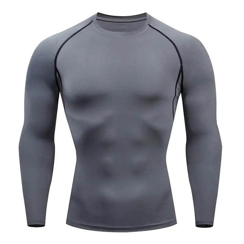 Maglia Compressiva Da Uomo A Maniche Lunghe Per Allenamento Palestra Ad Asciugatura Rapida Fitness