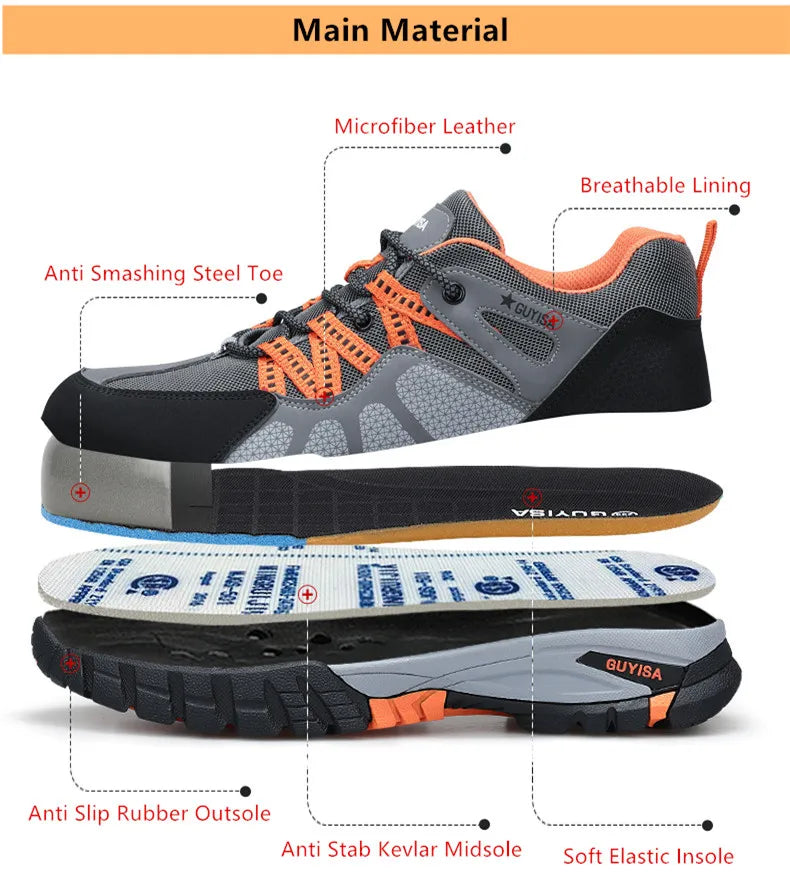 Scarpe Da Lavoro Con Punta In Acciaio Antinfortunistiche Da Uomo Antiscivolo Indistruttibili