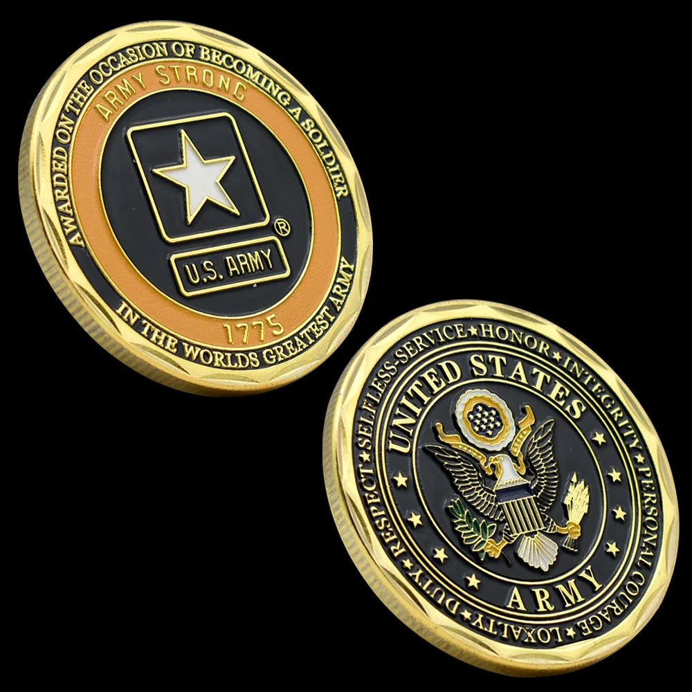 Moneta Souvenir Commemorativa Dei Veterani Esercito Americano Da Sfida In Metallo Dipinta In Cina
