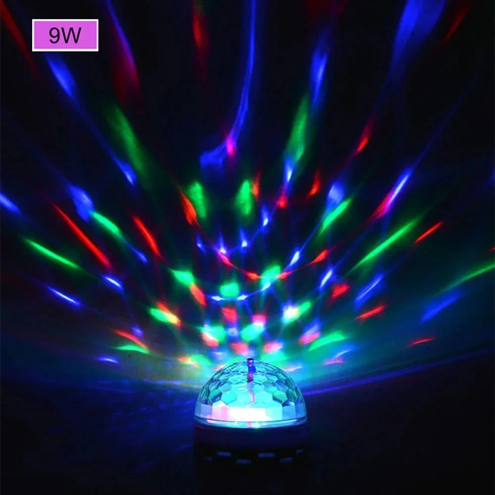Lampada E27 Disco Rotante RGB LED Stroboscopica Per Festa Compleanno Club Bar KTV Halloween Natale Luce Cristallo