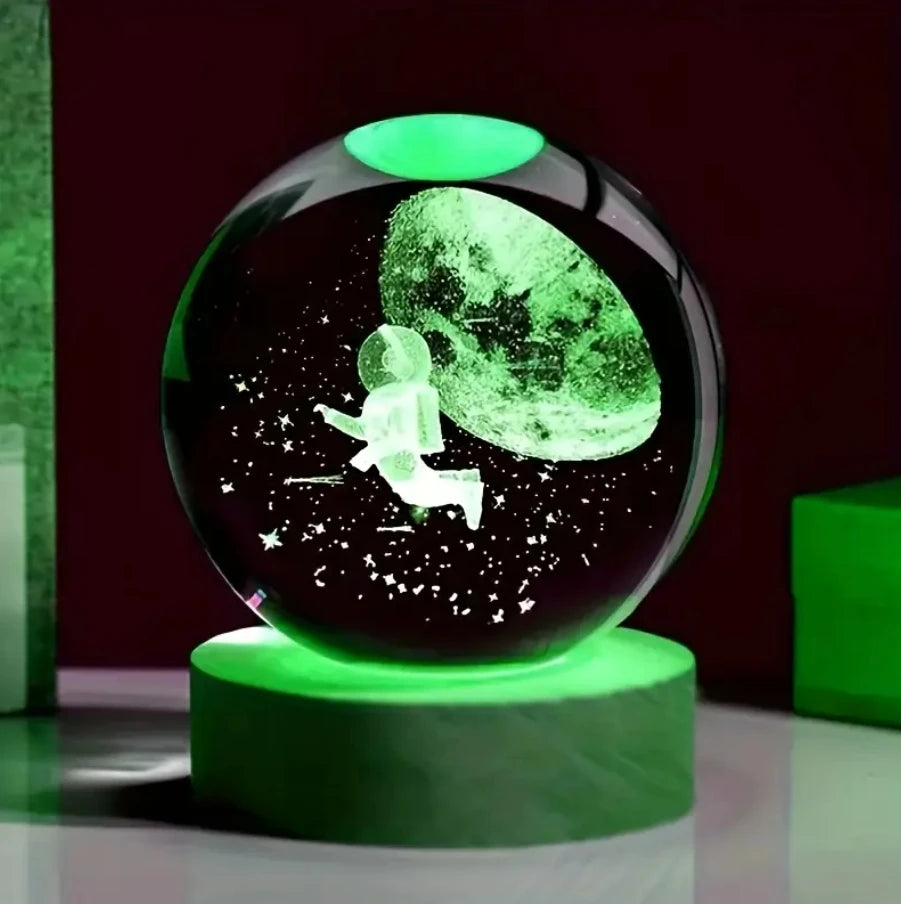 Decorazione Della Stanza Con Sfera Di Cristallo 3D E Base Led Per Luce Ambientale Nel Soggiorno
