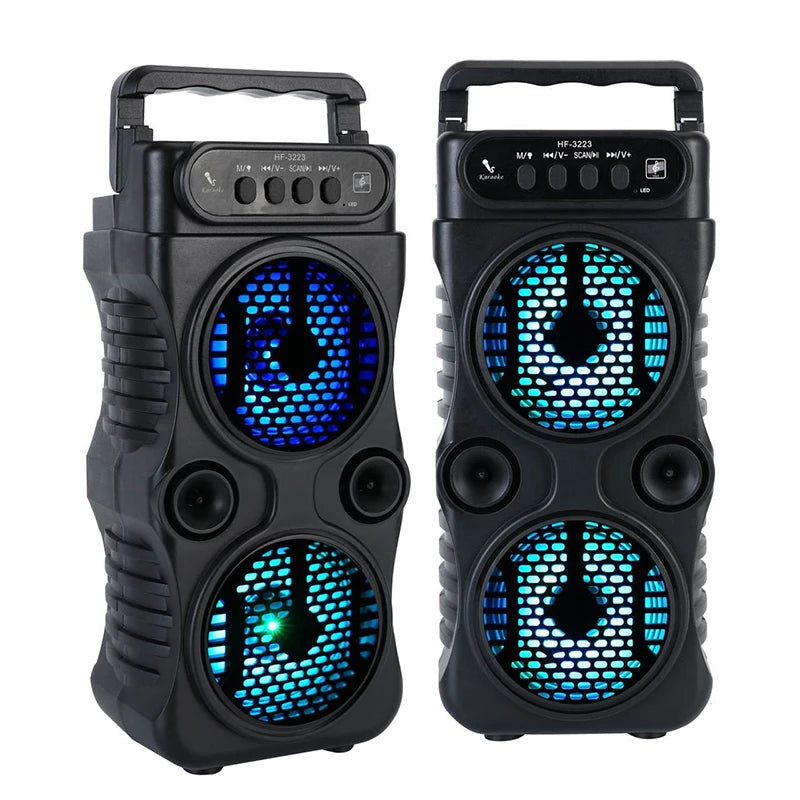 Altoparlante Wireless Portatile Esterno Con Doppio Subwoofer Stereo Da 3 Pollici USB Alimentatore Per Feste Karaoke