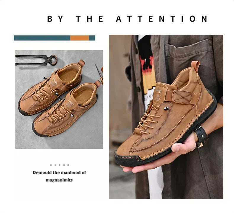 Scarpe Casual Da Uomo In Pelle Cucita A Mano Antiscivolo Con Fondo Grande E Fibbia Centrale