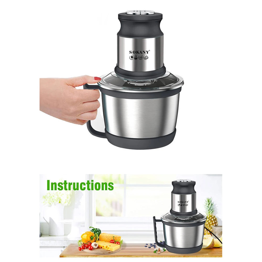Tritacarne Elettrico 800W 3L In Acciaio Inox Frullatore Mixer Cucina Processore Alimentare Tutto in Uno 220V