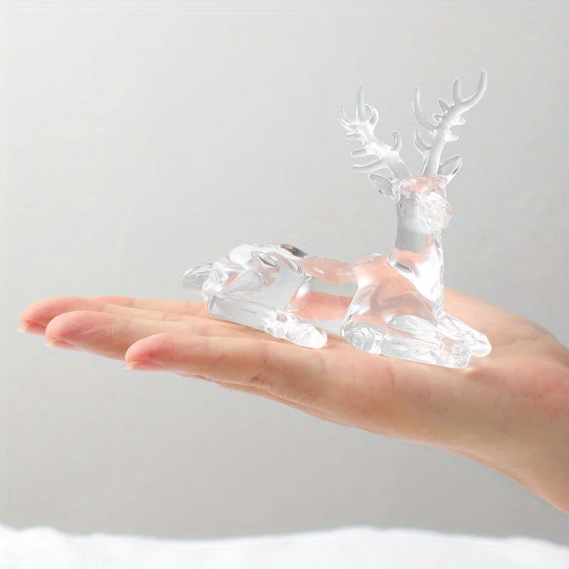 Figurina di Cervo in Plastica Trasparente Renna Ornamentale per Tavolo Decorazione Natalizia Scrivania Esposizione