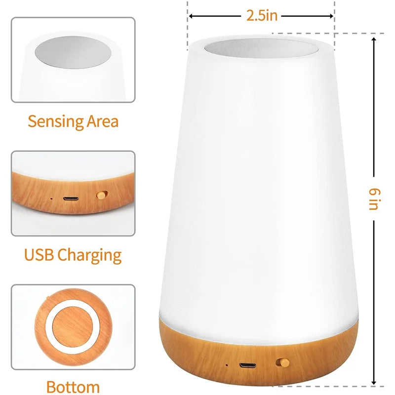 Lampada Notturna RGB Ricaricabile USB Con Telecomando E Touch Dimmerabile Per Comodino E Tavolo Portatile 13 Colori
